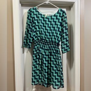 Blue long sleeve Aztec dress